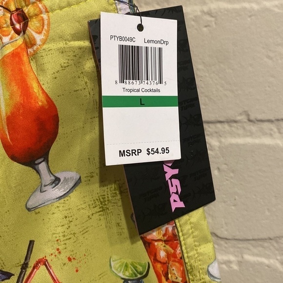 Psycho Tuna shorts NEW large tropical cocktails lemon‎ drop pockets - Picture 4 of 8